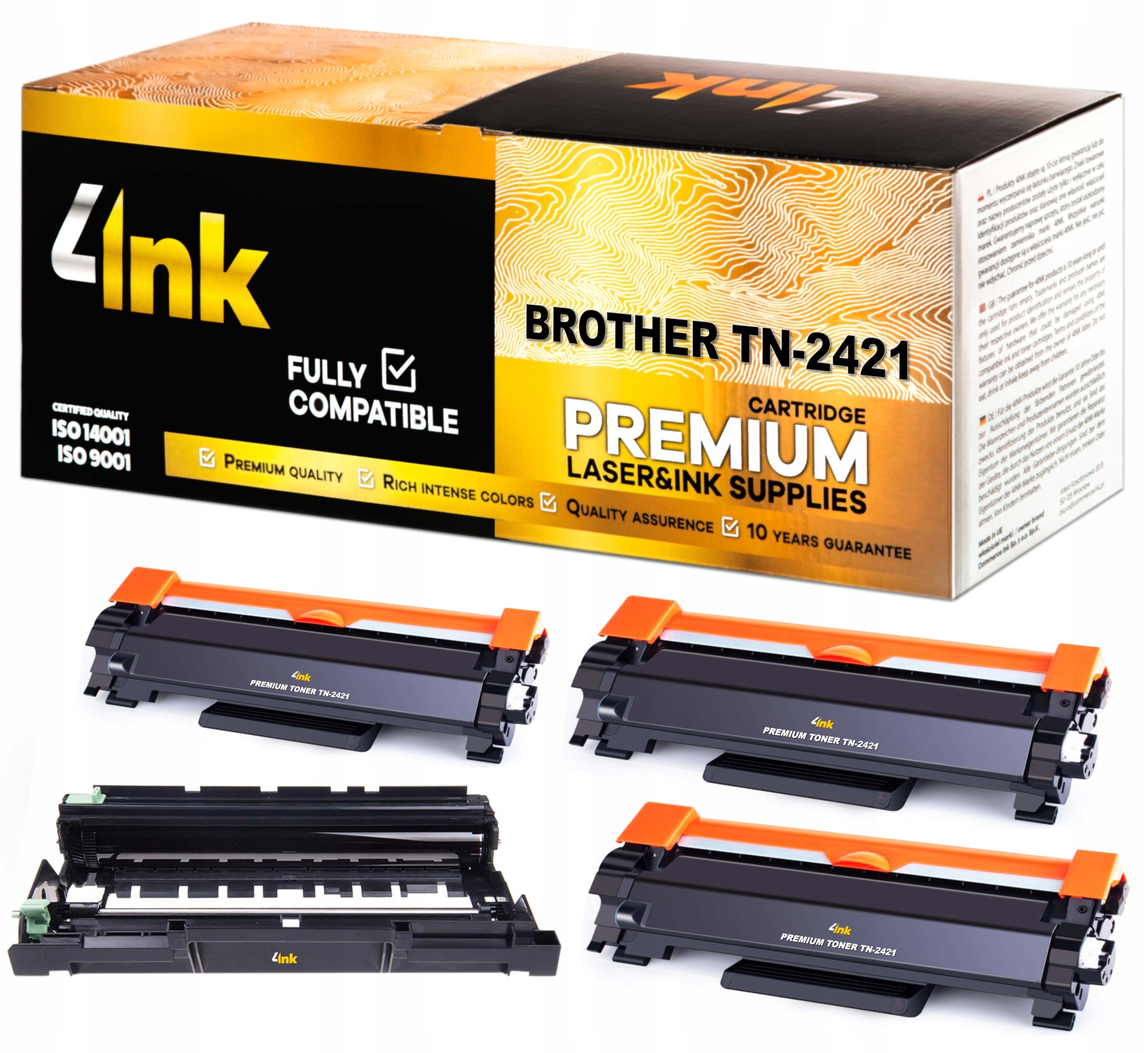 SET OF REPLACEMENTS / FOR BROTHER PRINTER / 3x TONER TN-2421 + DRUM DR-2401