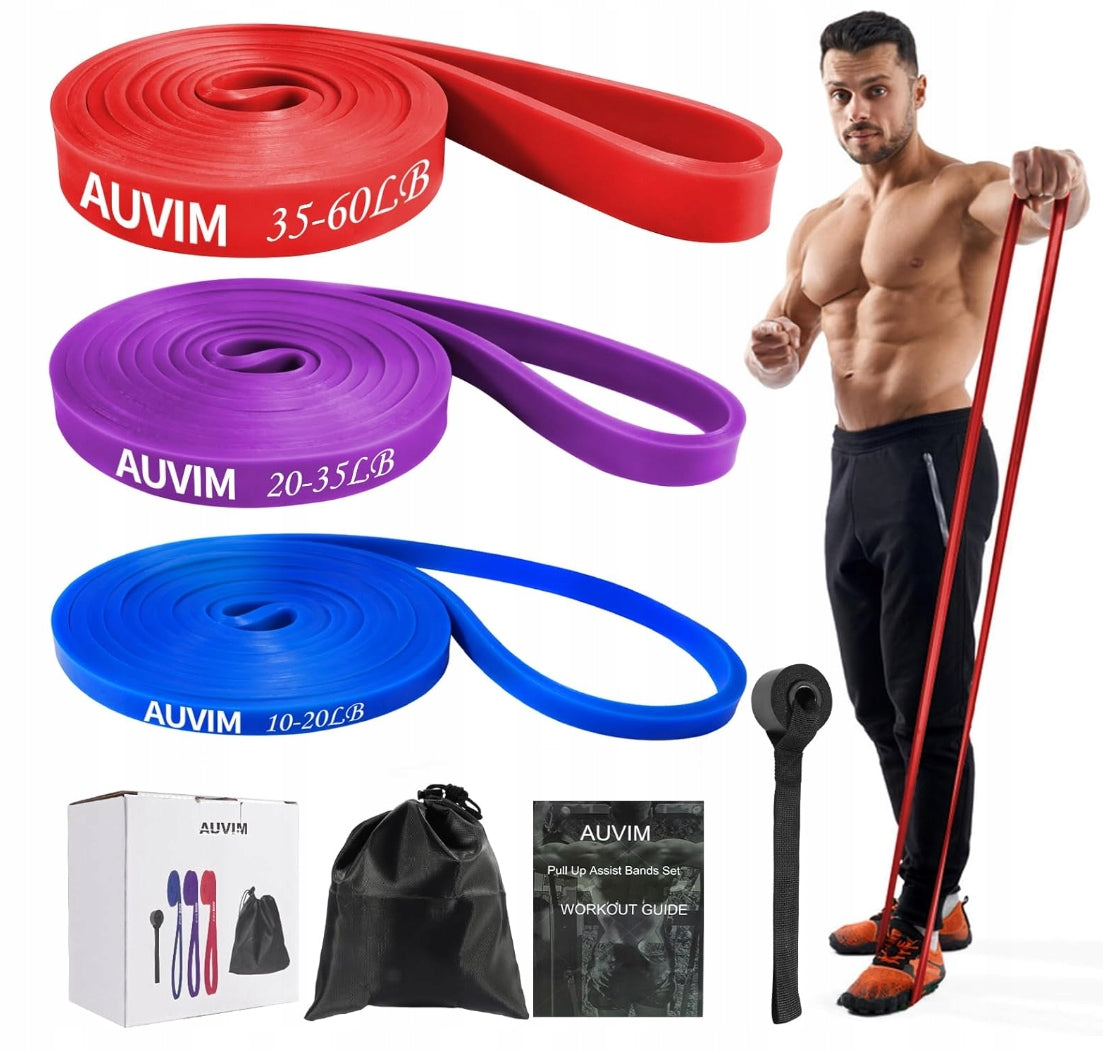 SET OF RESISTANCE BANDS 3 X RESISTANCE RUBBER 3X RUBBER FOR TRAINING EXERCISES + BAG