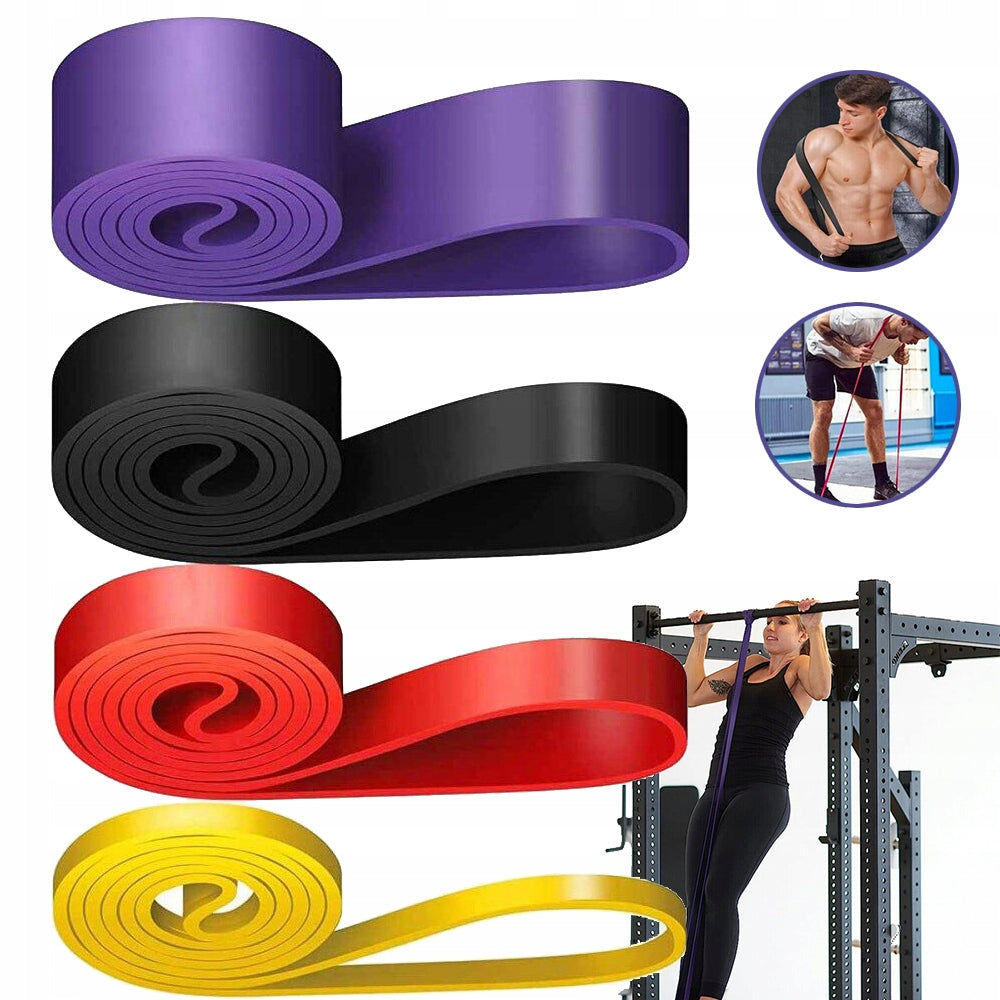 SET OF RESISTANCE BANDS FOR PULLING UP 4 LEVELS OF INTENSITY, TAPE TRAINING