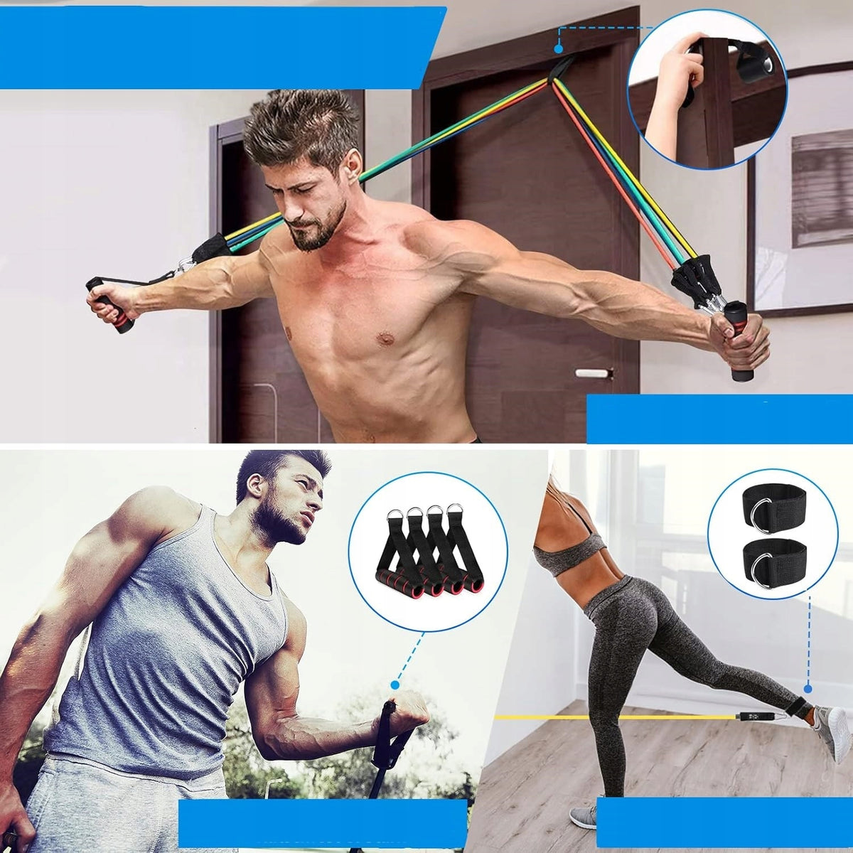 SET OF RESISTANCE BANDS RUBBER EXERCISE TAPE Color multicolor