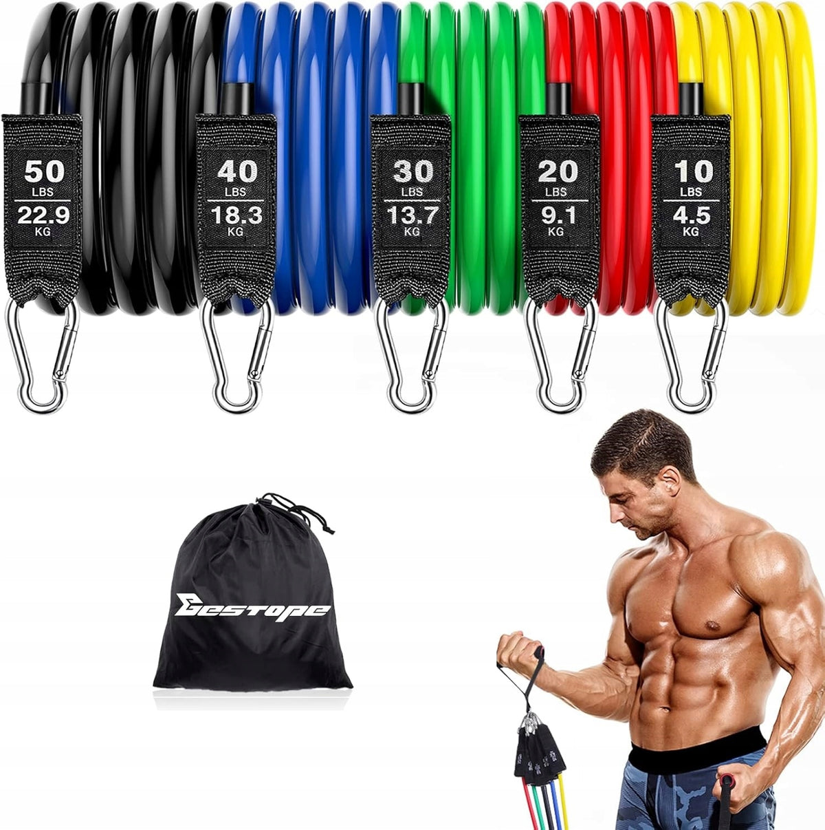 SET OF RESISTANCE BANDS RUBBER EXERCISE TAPE