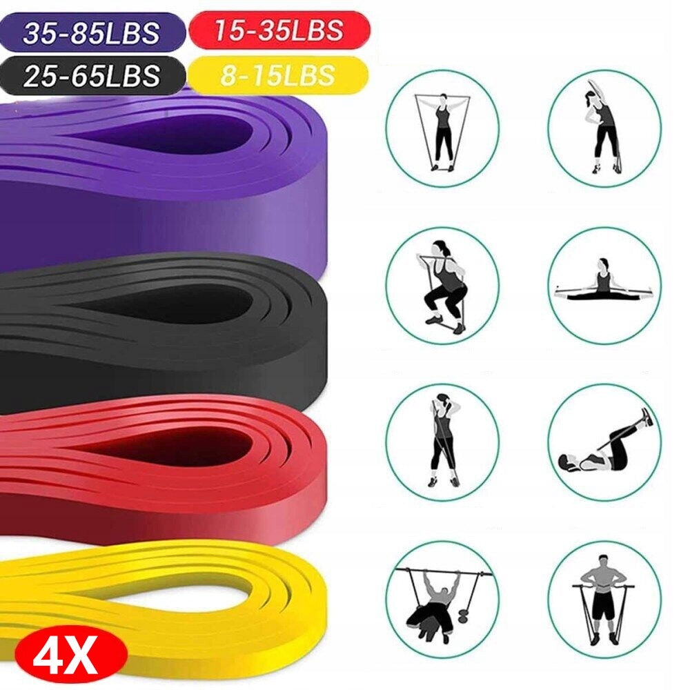 SET OF RESISTANCE RUBBER 4PCS exercises multifunctional durable strength training
