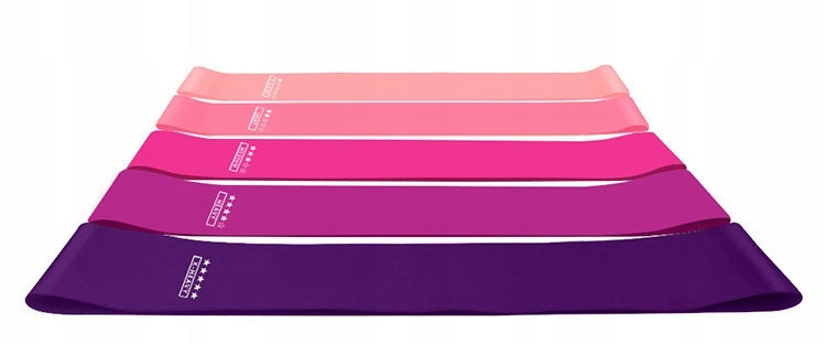 SET OF RESISTANCE RUBBERS FOR FITNESS EXERCISES 5 PCS COLORS