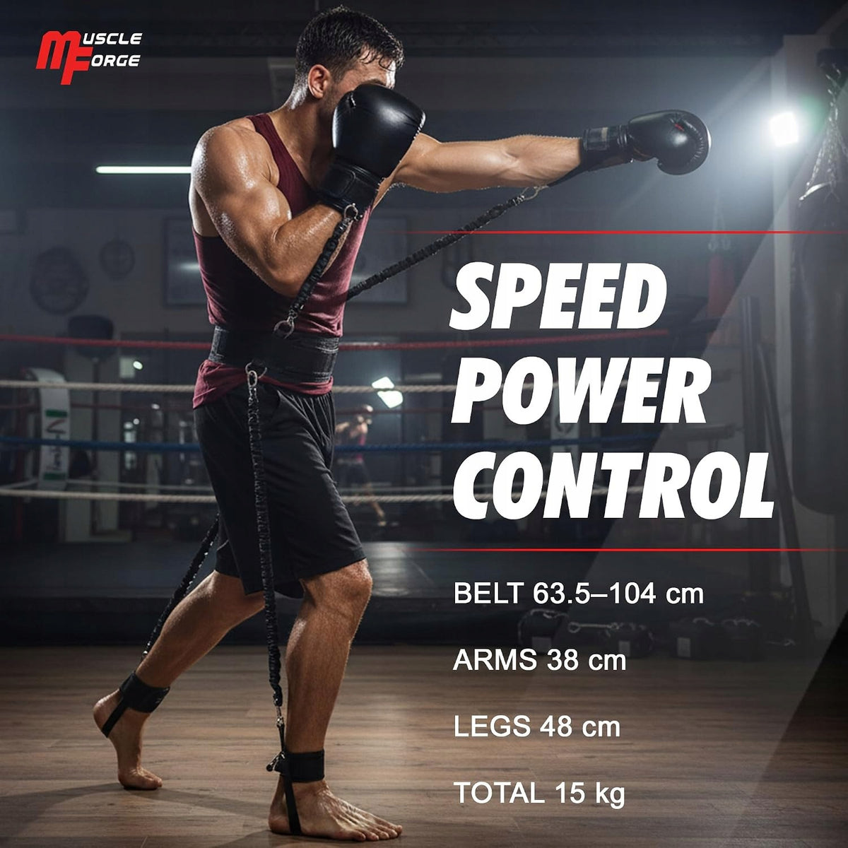 SET OF RESISTANCE RUBBERS FOR JUMPING BOXING TRAINING 12 ELEMENTS Brand MuscleForge
