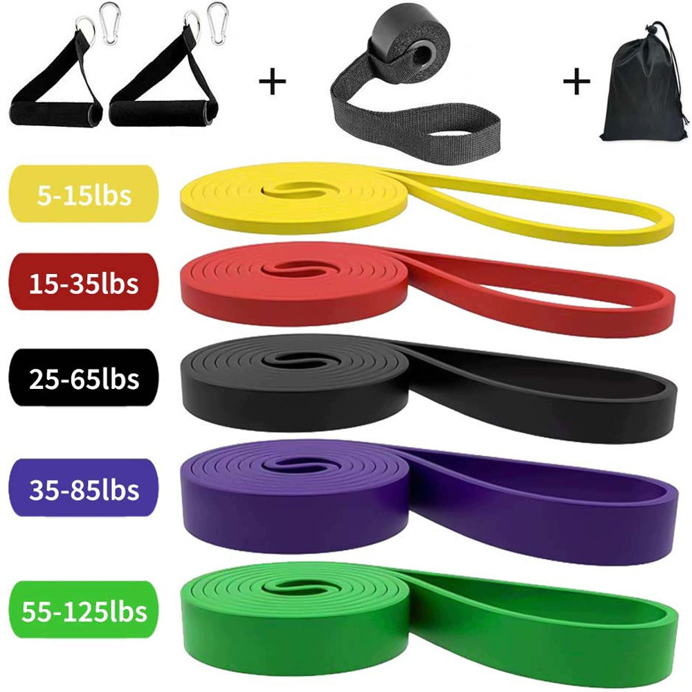 SET OF RESISTANCE RUBBERS FOR STRETCHING TRAINING MINI BAND 5 PCS Length 208 cm
