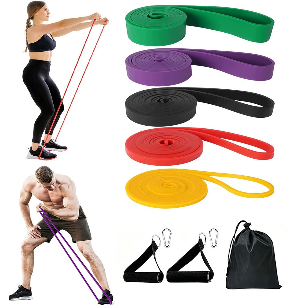 SET OF RESISTANCE RUBBERS FOR TRAINING REHABILITATION 5 PCS FLAT BAND STRONG FITNESS