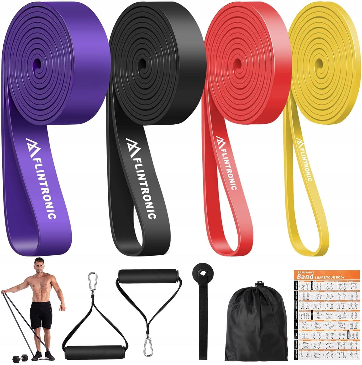 SET OF RESISTANCE RUBBERS WITH HANDLES DOOR HANDLE HOME GYM SET