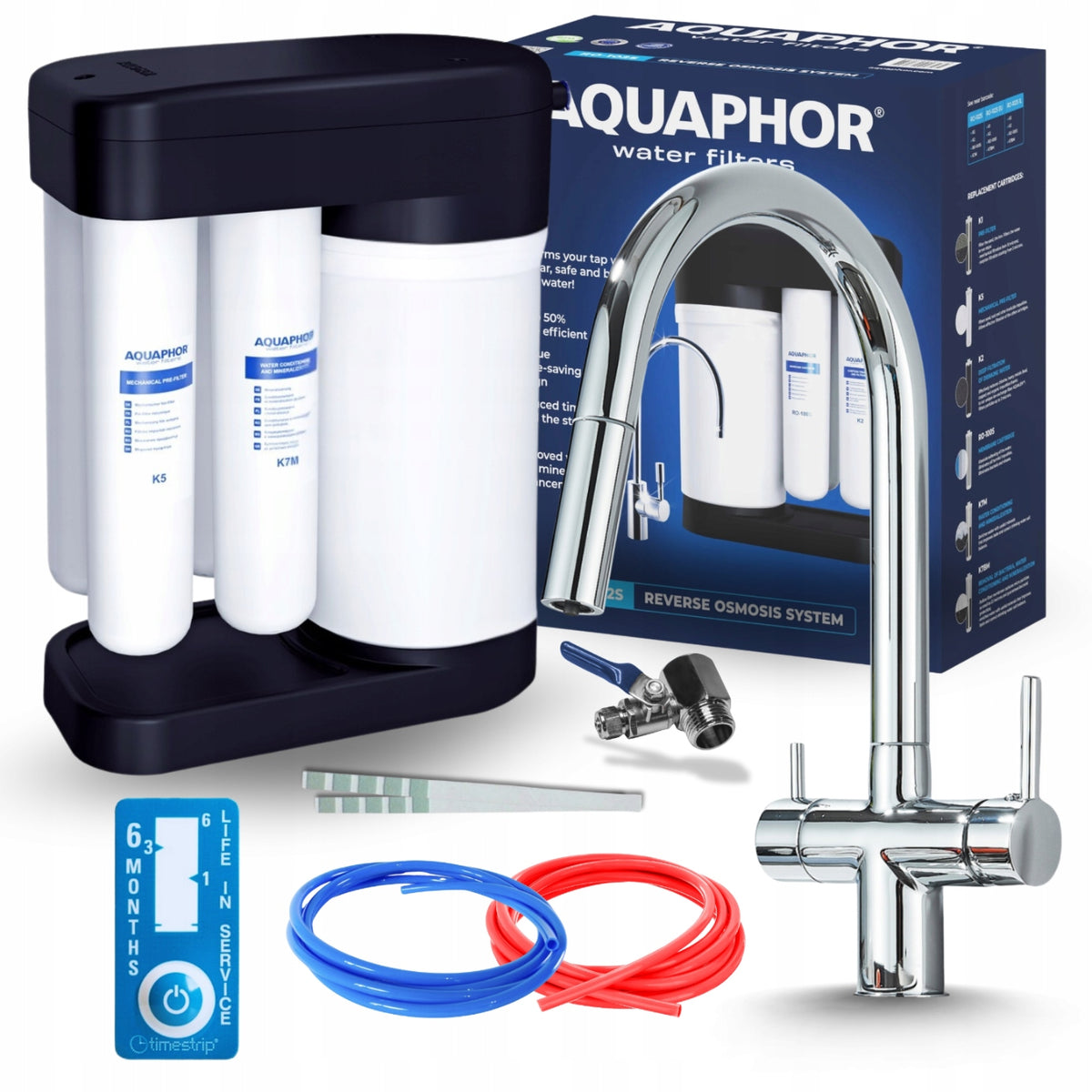 SET OF REVERSE OSMOSIS PZH WATER TREATMENT PLANT AND THREE-WAY KITCHEN FAUCET