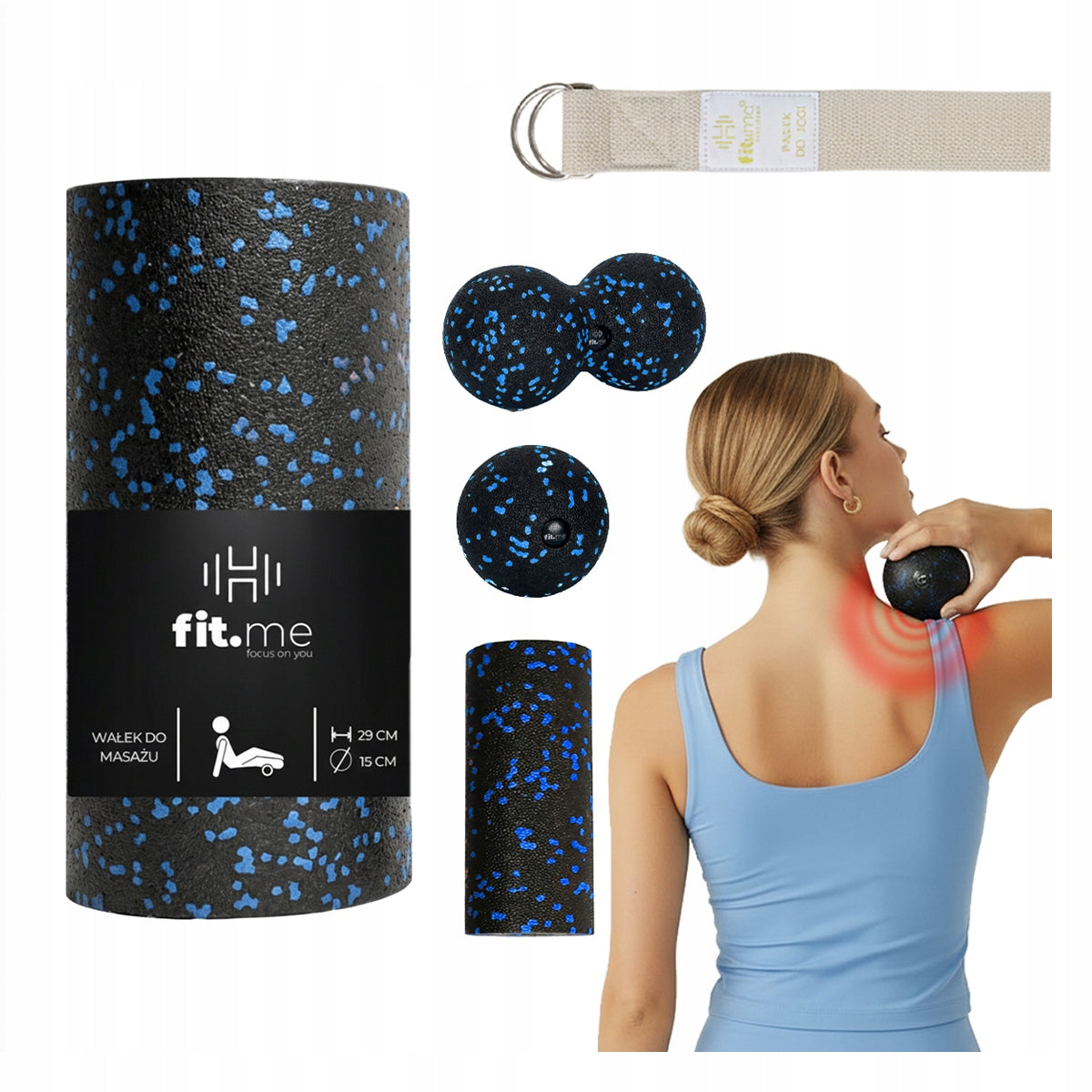 SET OF ROLLER MASSAGE ROLLERS FOR MUSCLES ROLLER LARGE BALL DUOBALL EPP 4IN1