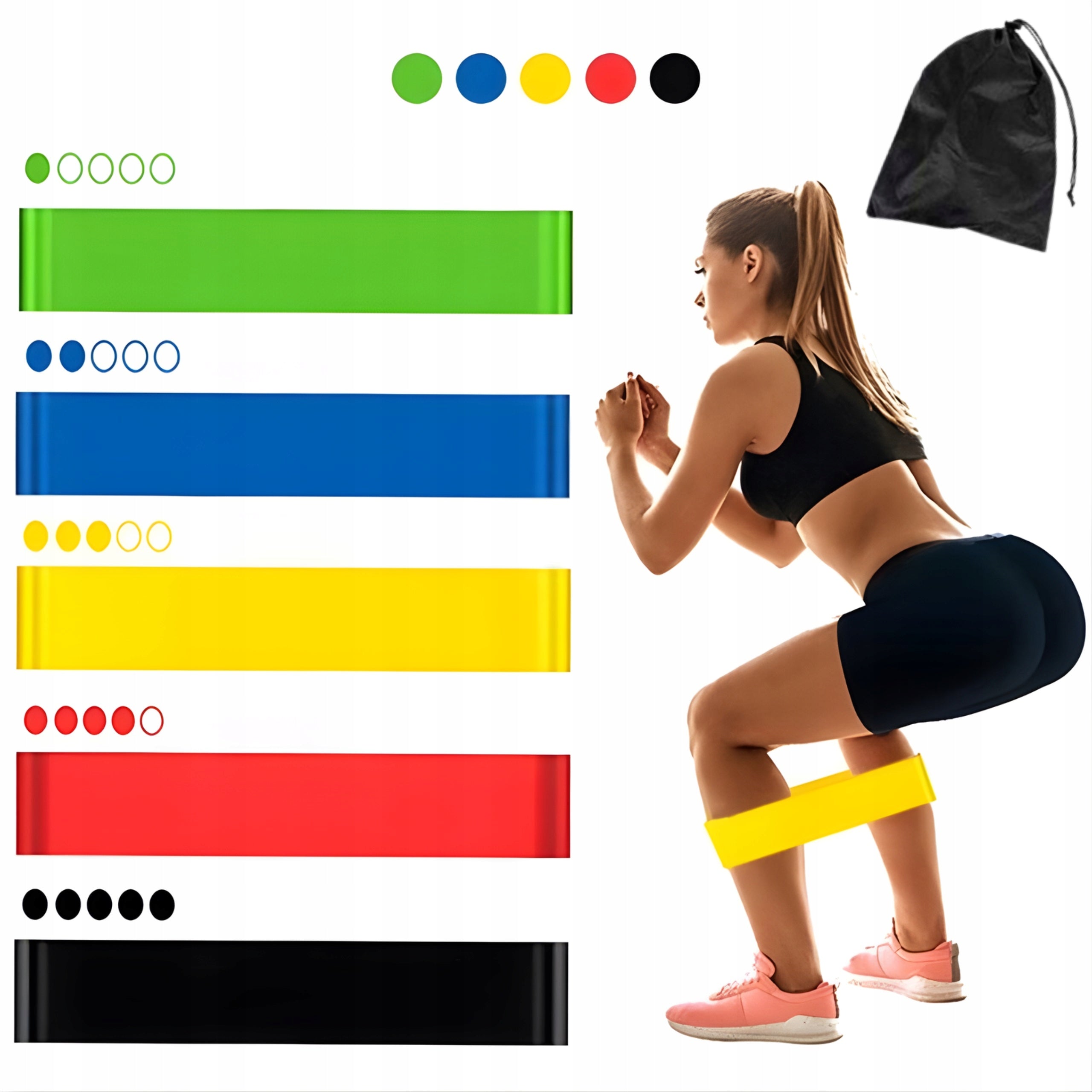 SET OF RUBBERS FOR FITNESS REHABILITATION TRAINING 5 PCS MONTESSA Color multicolor