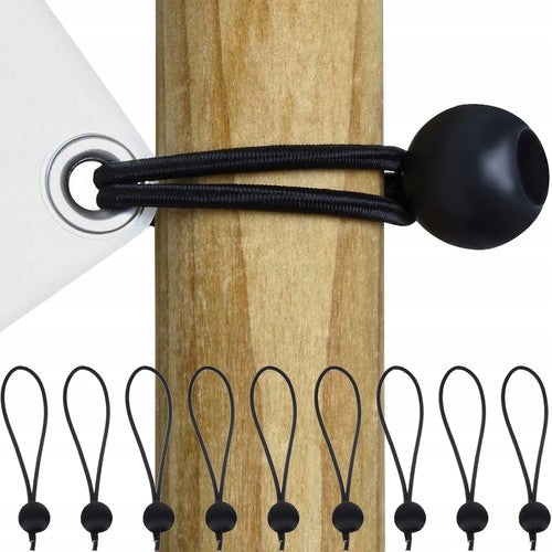 SET OF RUBBERS WITH BALL FOR TARPAULINS AND TRANSPORT SECURITY X 10 PIECES BLACK