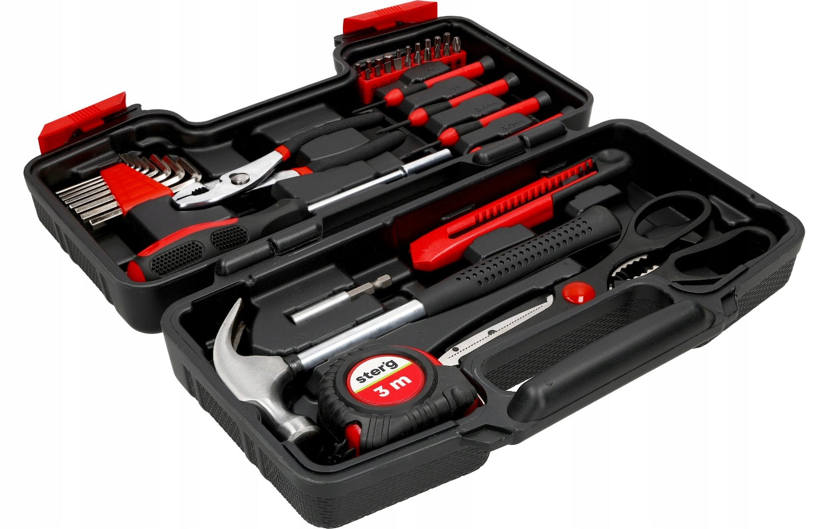 SET OF SCREWDRIVER WRENCHES TIP BITS HAMMER PLIERS IN SUITCASE 39c Packaging status original