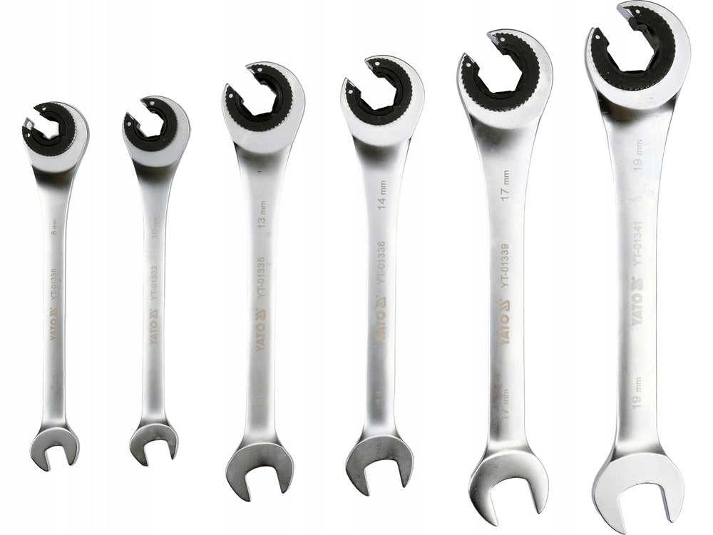 SET OF SEMI-OPEN WRENCHES WITH RATCHET 8-19MM 6 PCS YT-01344 YATO Packaging status original