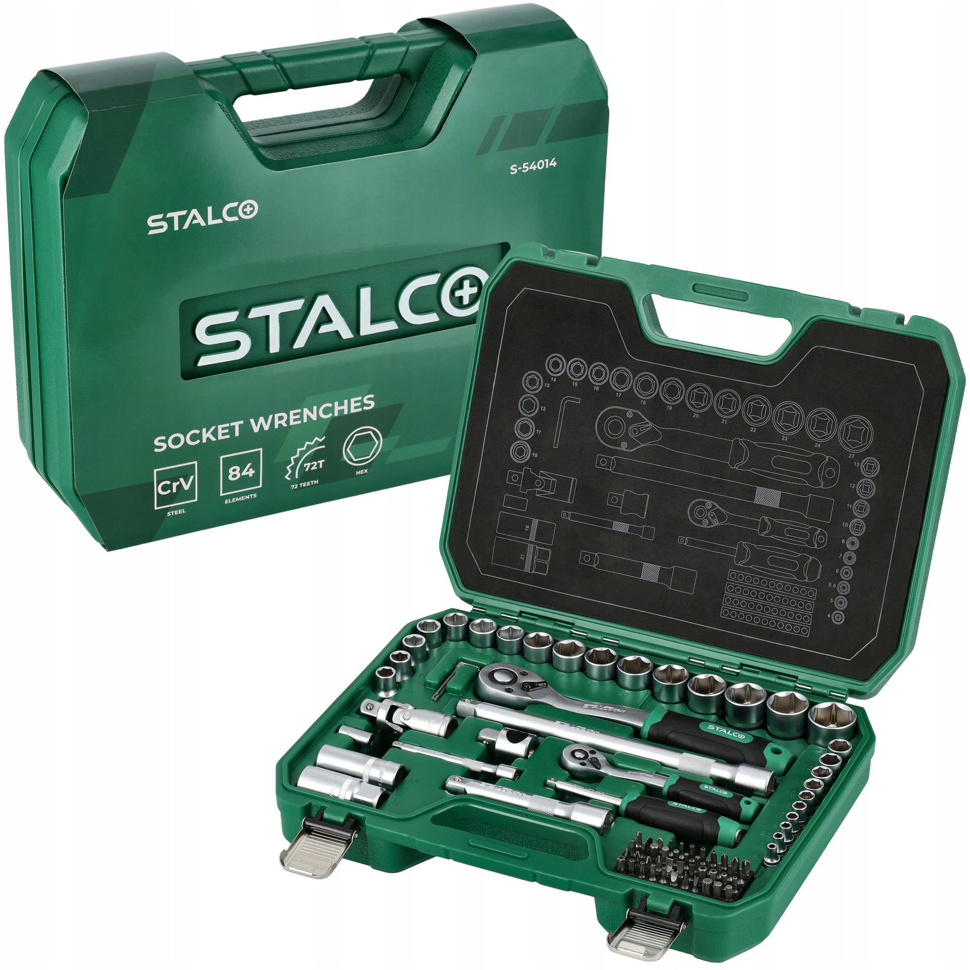 SET OF SOCKET WRENCHES 1/2" AND 1/4" 84 ELEMENTS STALCO