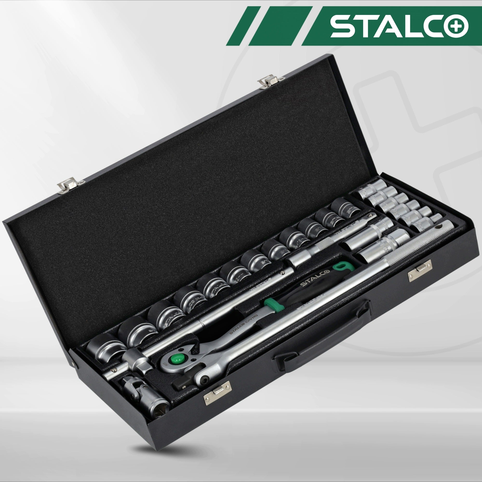 SET OF SOCKET WRENCHES 1/2 IN CASE 25 ele. KEYS Stalco S011100025 Brand Stalco
