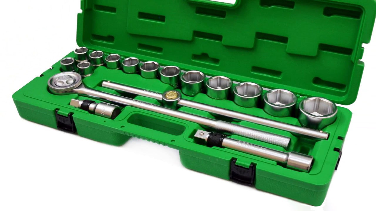SET OF SOCKET WRENCHES 17 EL 3/4 LARGE CAPS TIR FORGED 6-ANGLE CRV 19-55 MM Packaging status original