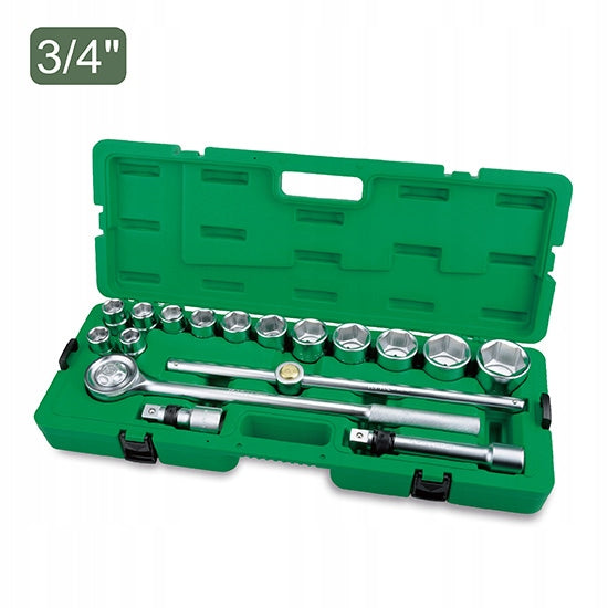 SET OF SOCKET WRENCHES 17 EL 3/4 LARGE CAPS TIR FORGED 6-ANGLE CRV 19-55 MM