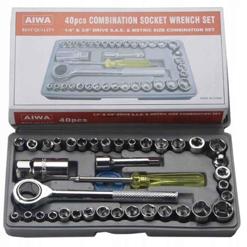 SET OF SOCKET WRENCHES 40 ELEMENTS RATCHET SUITCASE Brand Pronett