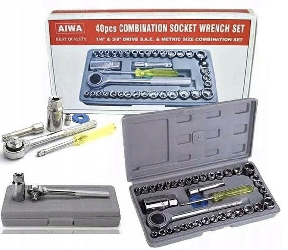 SET OF SOCKET WRENCHES 40 ELEMENTS RATCHET SUITCASE