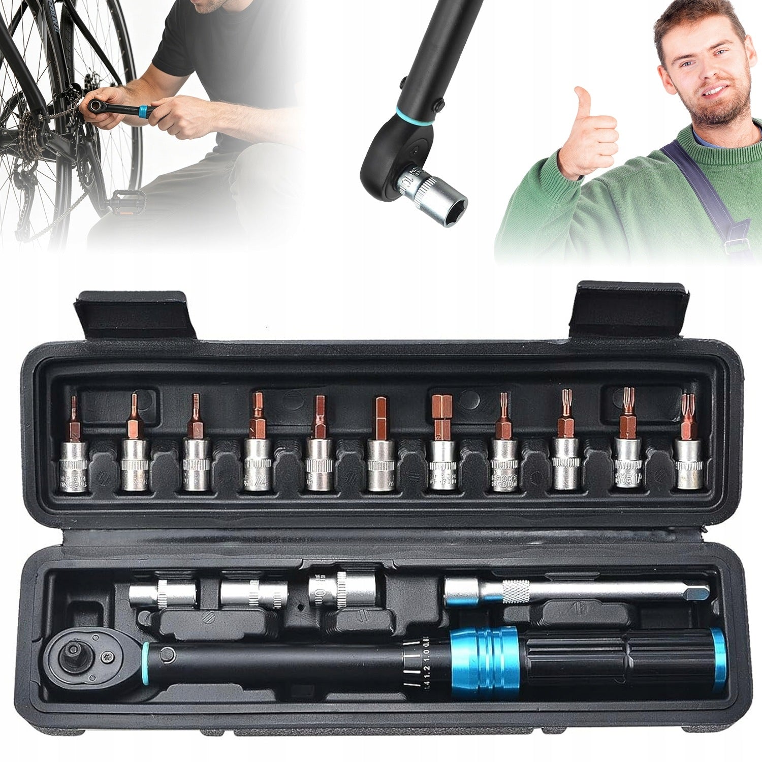 SET OF SOCKET WRENCHES FOR MOTORCYCLE BIKE CARS TORQUE WRENCH