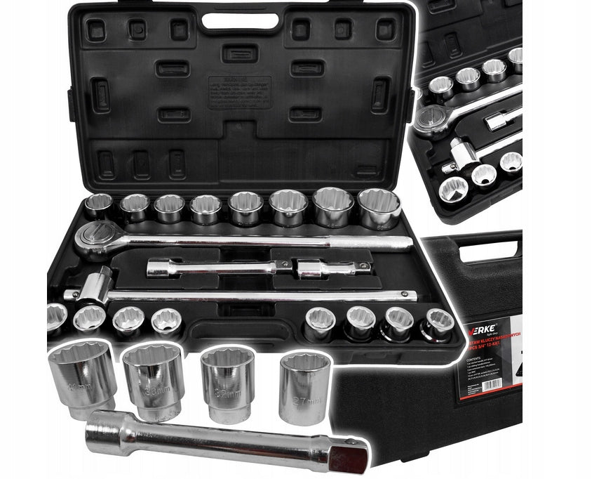 SET OF SOCKET WRENCHES LARGE 3/4 INCH SOCKET WRENCHES 21 EL LARGE TIR CRV
