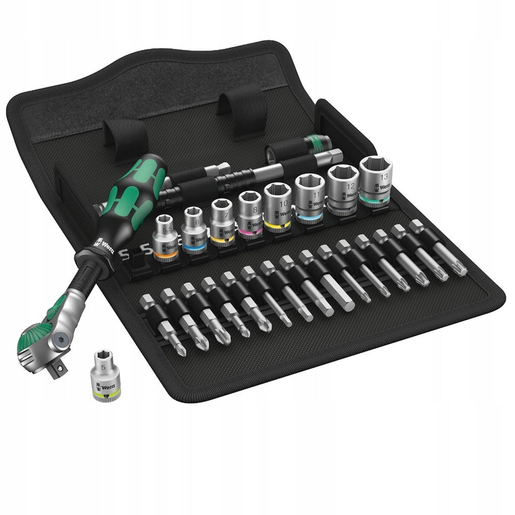 SET OF SOCKET WRENCHES SOCKETS WITH RATCHET BITS ZYKLOP WERA 05004016001
