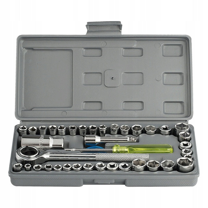SET OF SOCKET WRENCHES TOOLS 40 ELEMENTS CAP Packaging status original