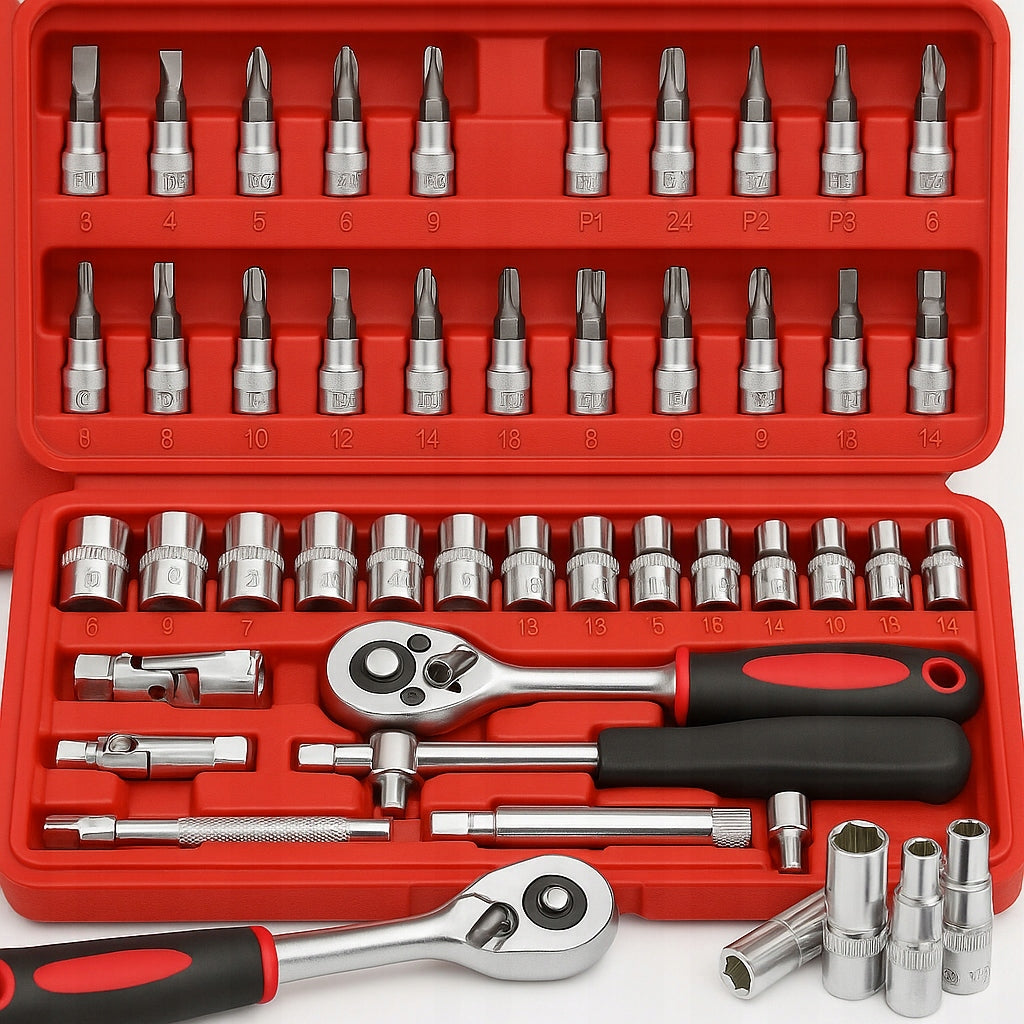 SET OF SOCKET WRENCHES TOOLS SOCKET WRENCHES 46 ELEMENTS LARGE TORX Manufacturer code KLUCZY NASADOWYCH NARZĘDZI KLUCZE NASADOWE 46