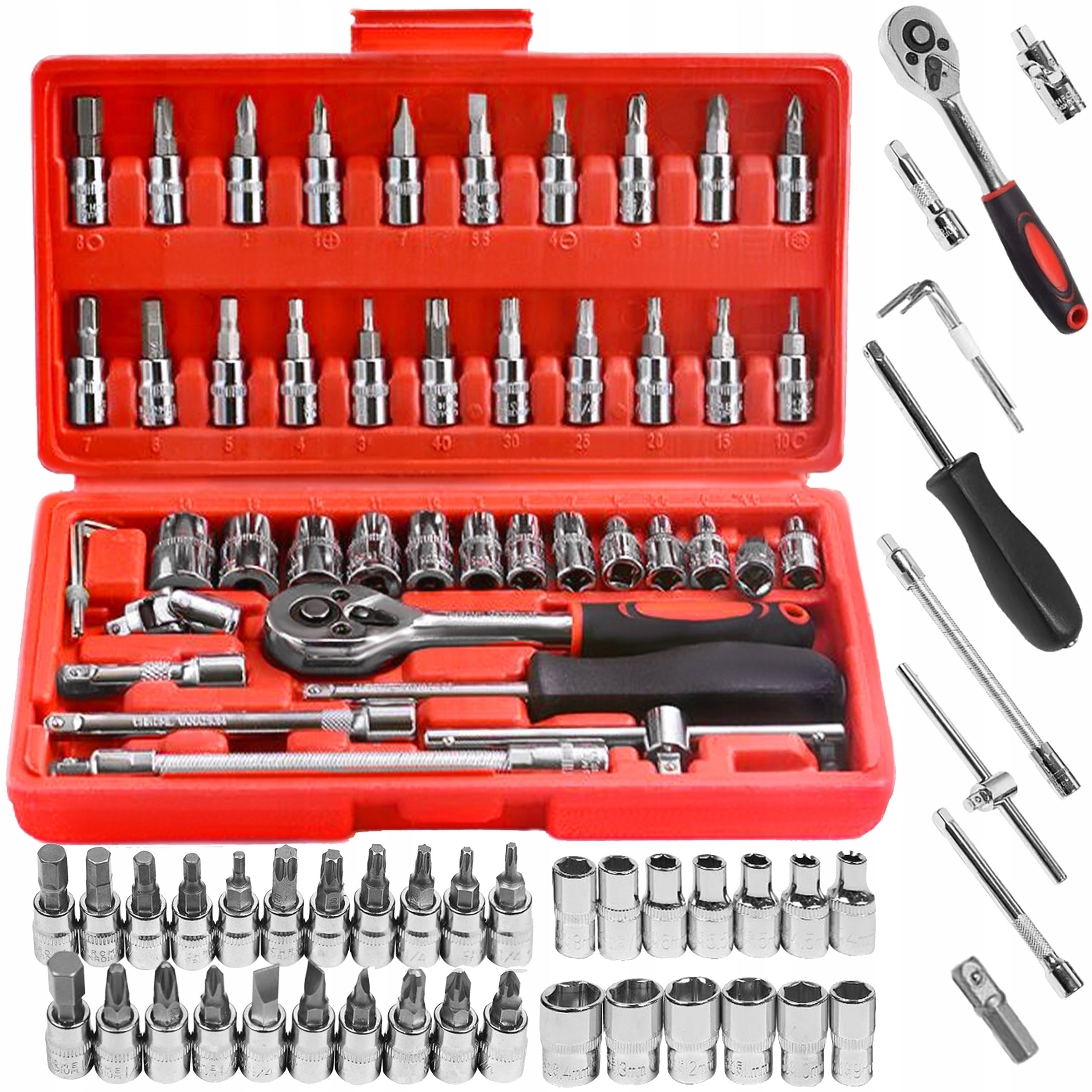 SET OF SOCKET WRENCHES TOOLS SOCKET WRENCHES 46 ELEMENTS TORX LARGE