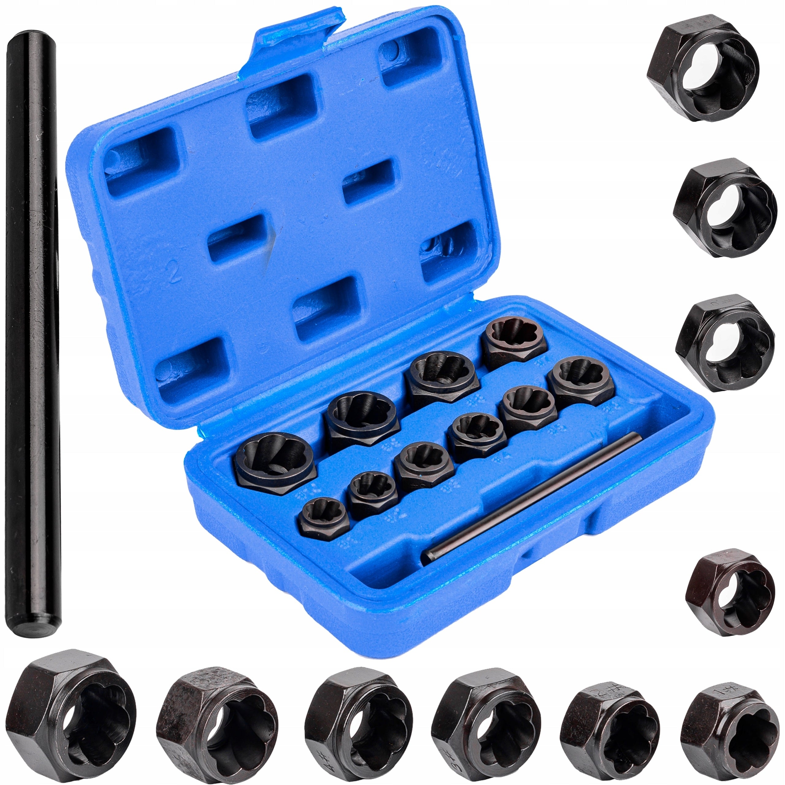 SET OF SOCKETS FOR DAMAGED MACHINED NUT BOLTS + CAP CASE Manufacturer code S10752/1
