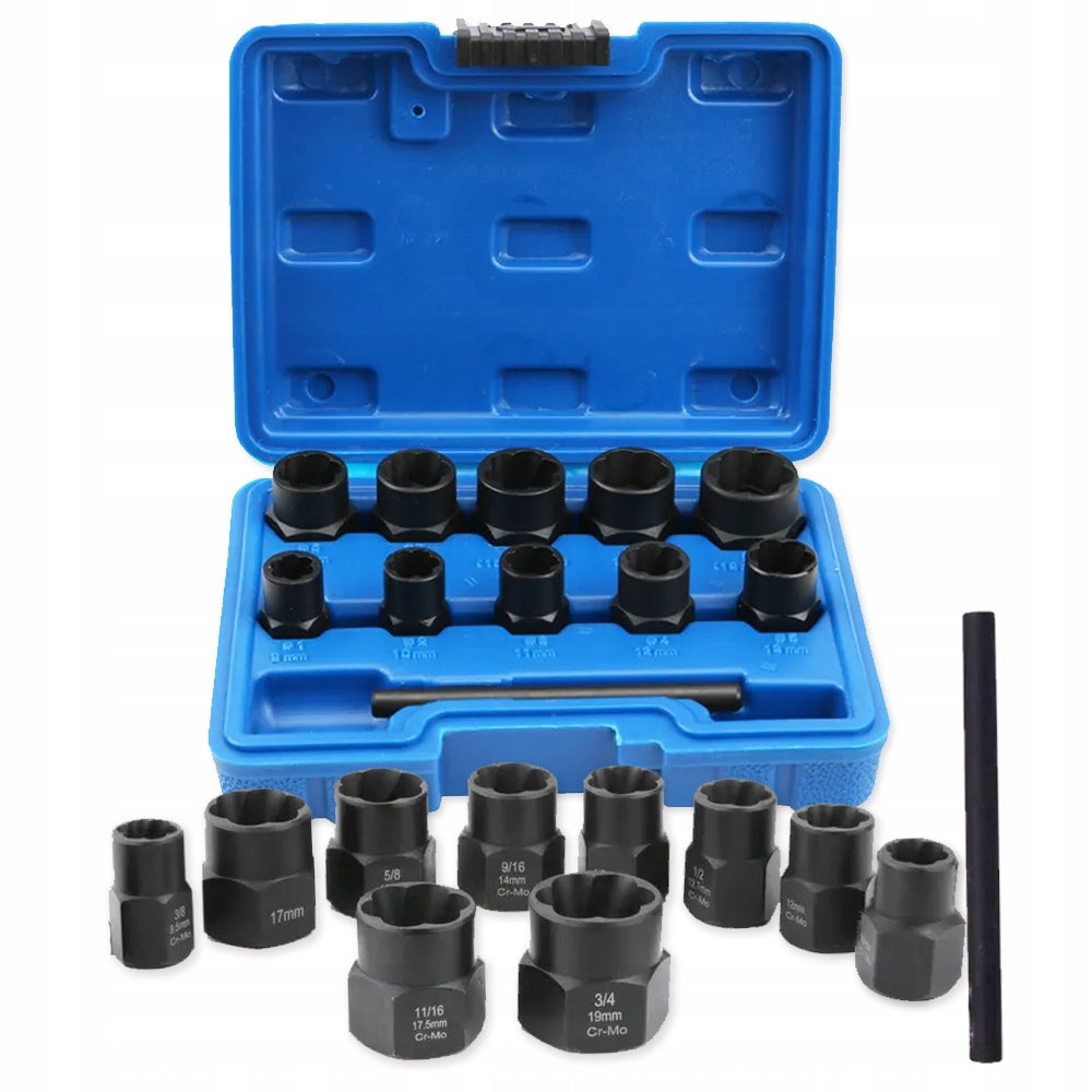 SET OF SOCKETS FOR DAMAGED MACHINED NUT BOLTS + CAP CASE