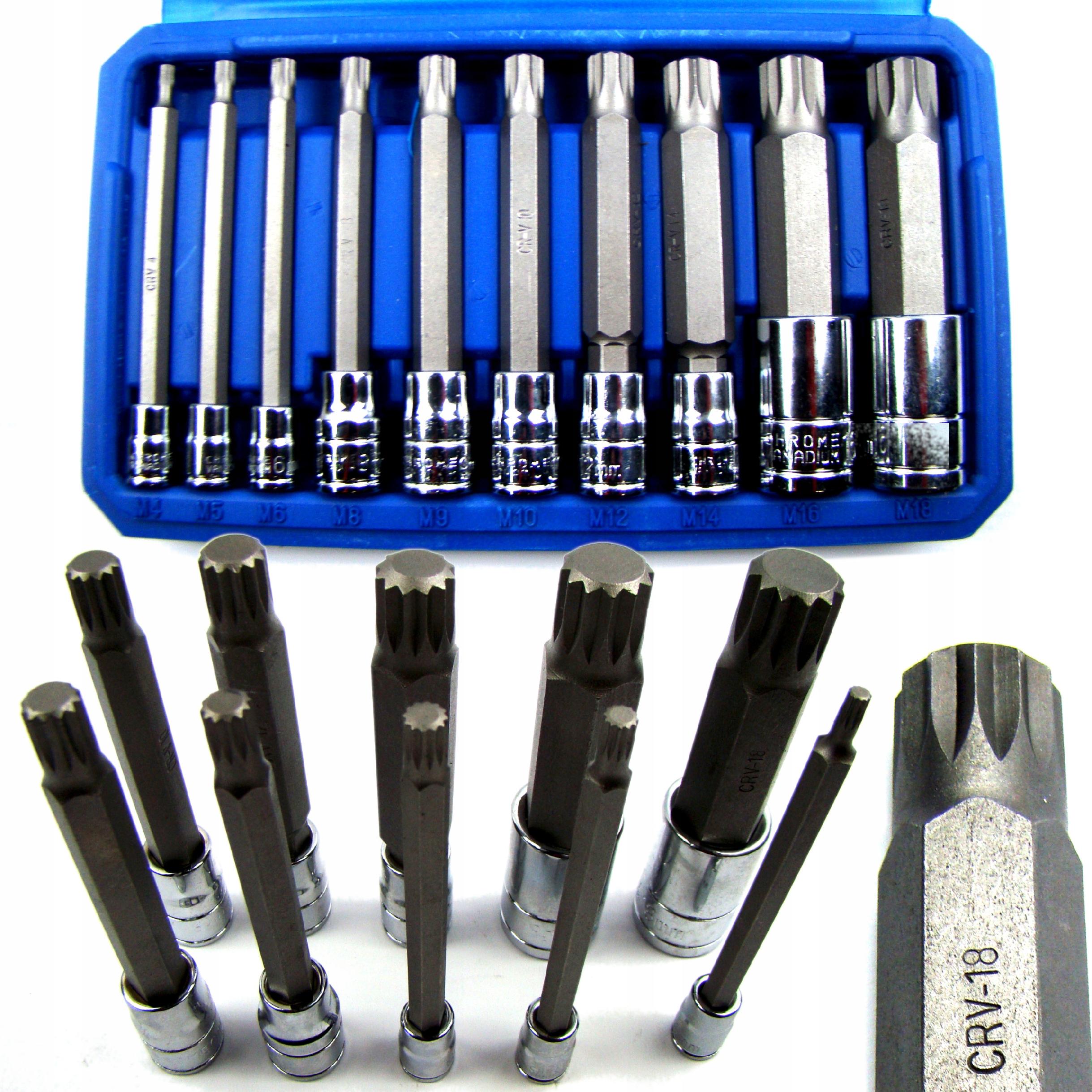 SET OF SOCKETS SPLINE BITS M4-M18 LONG Customs tariff code 82041200