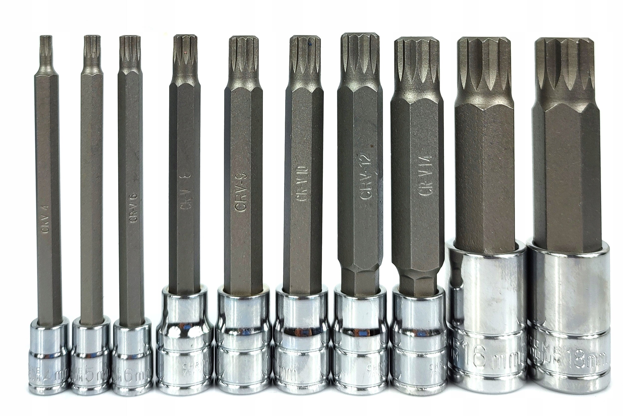 SET OF SOCKETS SPLINE BITS M4-M18 LONG Product weight with unit packaging 2 kg