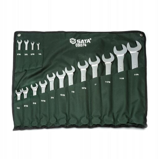 SET OF SPANNER WRENCHES 1/4"-1-1/4" SHEET 16 PCS. SATA