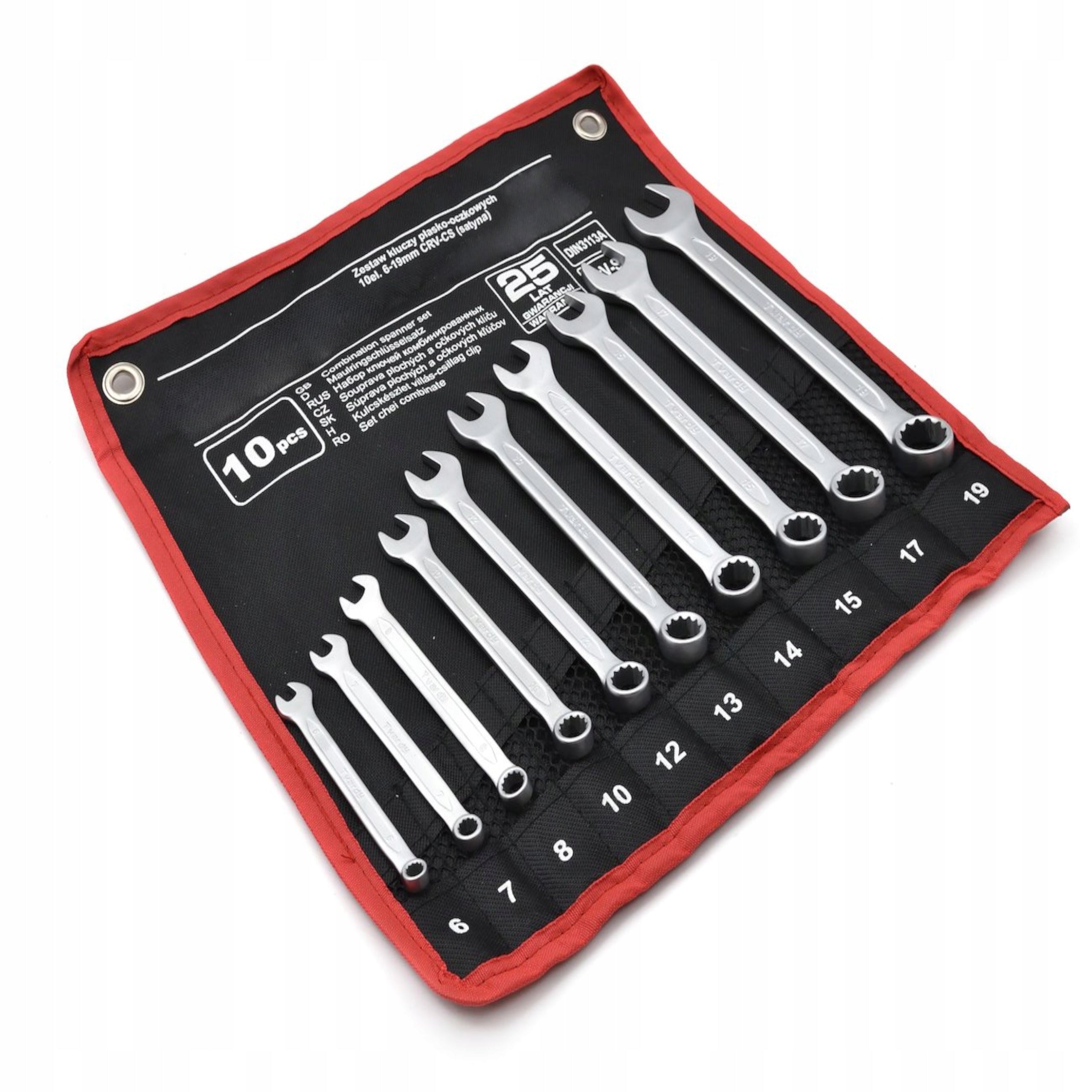 SET OF SPANNER WRENCHES 10 ELEMENTS 6-19mm CHROME VANADIUM STEEL