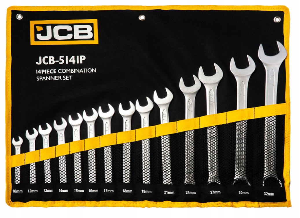 SET OF SPANNER WRENCHES 14 ELEMENTS STEEL CRV 10-32 MM JCB Key type combination