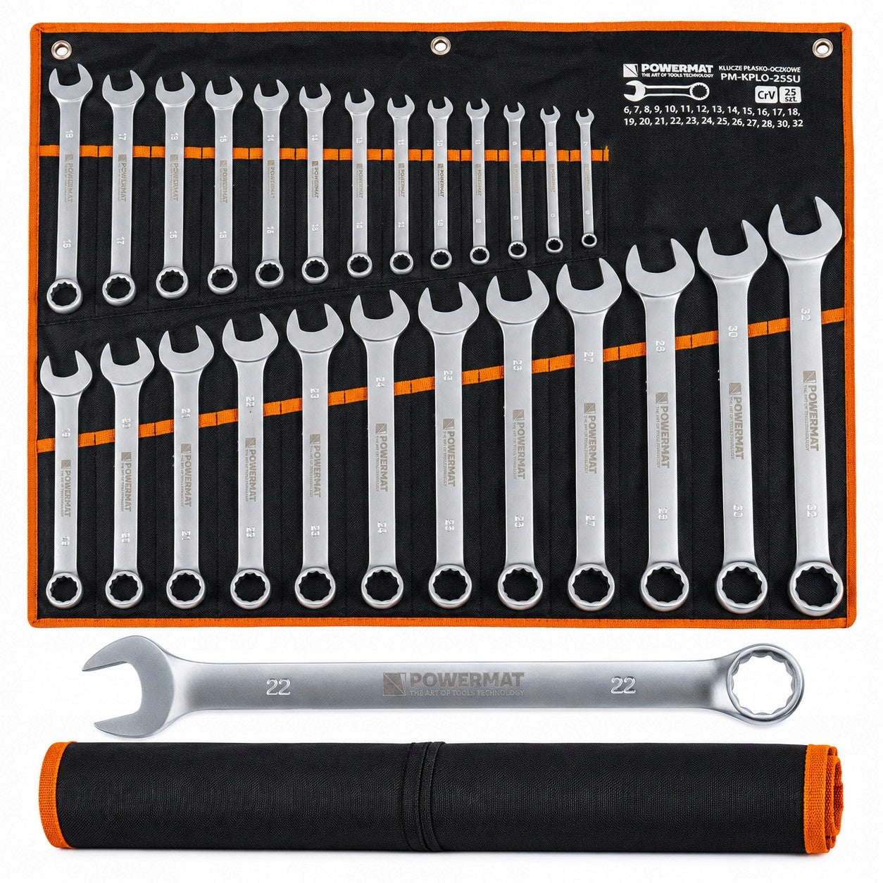 SET OF SPANNER WRENCHES 25 ELEMENTS 6-32MM CrV IN CASE FOR GARAGE