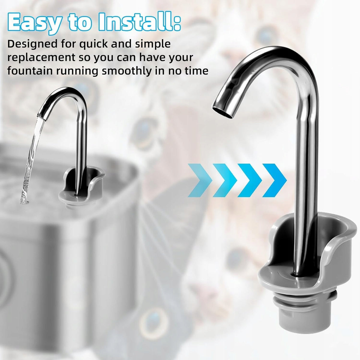 SET OF SPARE PARTS FOR CAT FOUNTAIN SPOUT HANDLE BRUSH Kind automatic feeder