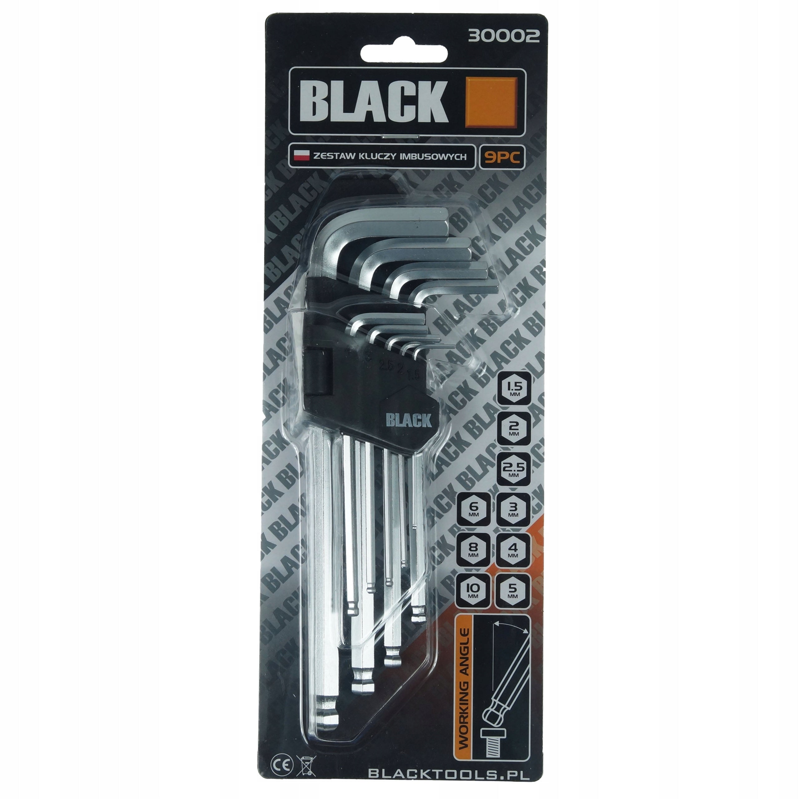 SET OF SPHERICAL ALLEN WRENCHES 9 PC 1,5-10 BLACK CRV Key type hex key