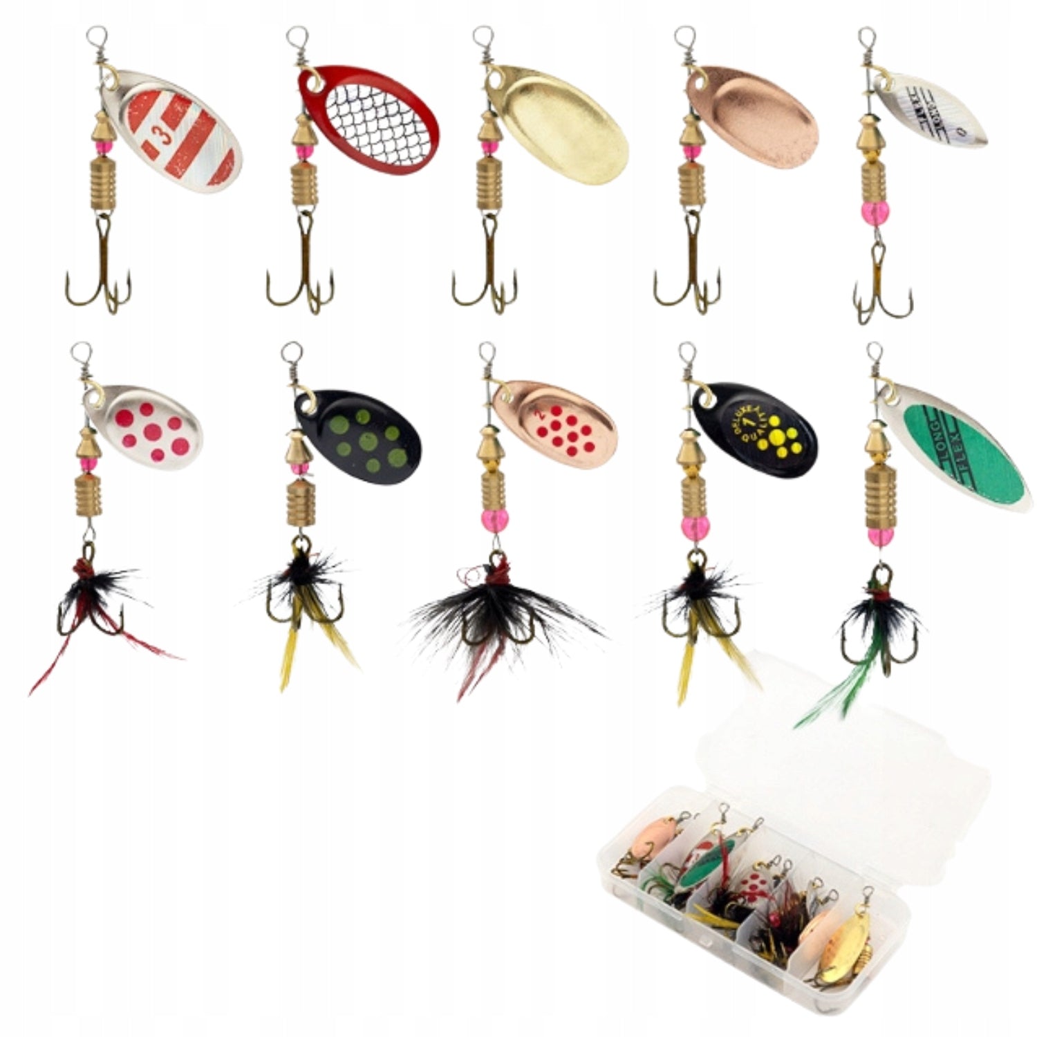 SET OF SPINNER FISHING SPINNERS 10PCS SPINNING LURES Manufacturer code HENGEL-WOBBLER.56