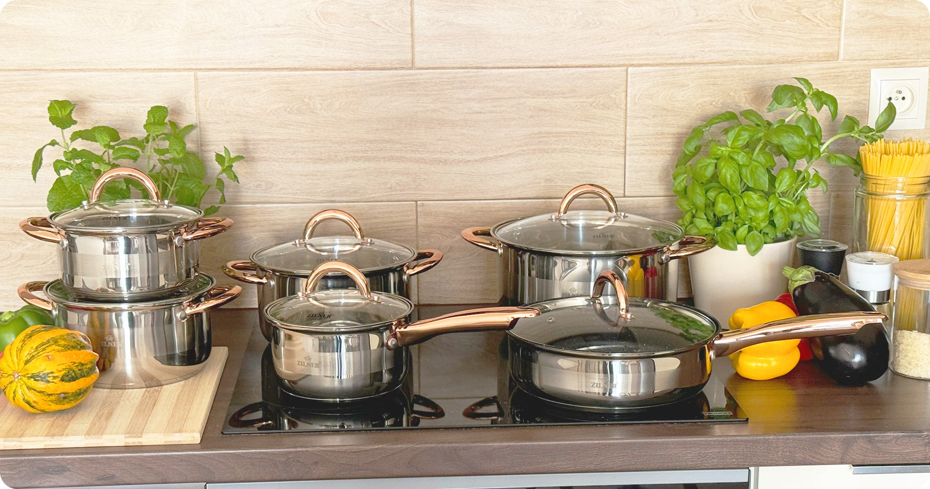 SET OF STAINLESS STEEL INDUCTION GAS POTS SAUCEPAN PAN Manufacturer code ZL - 8130