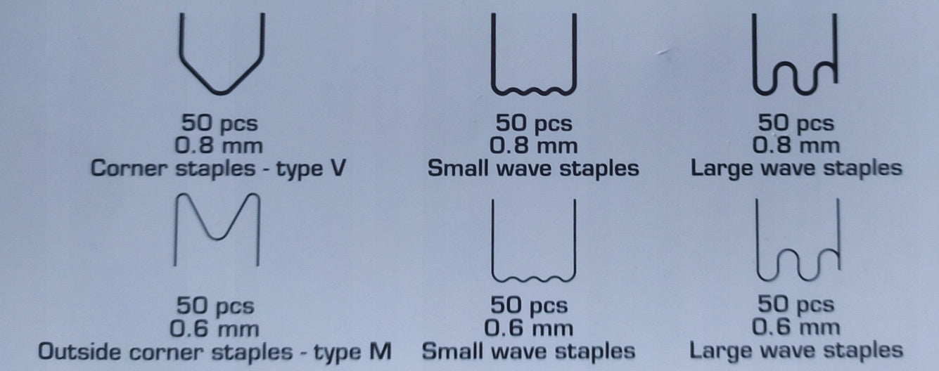 SET OF STAPLES FOR PLASTIC WELDING MACHINE 300 PCS HOGERT HT2C082 Product weight with unit packaging 0.09 kg