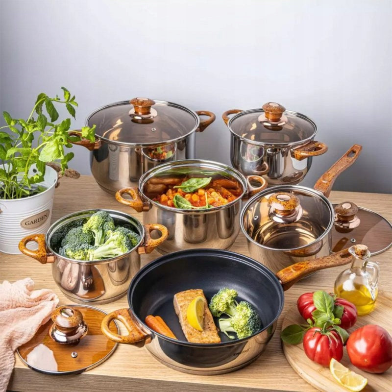 SET OF STEEL POTS 12 EL. KINGHOFF KH-1767 ROSEGOLD Brand Kinghoff