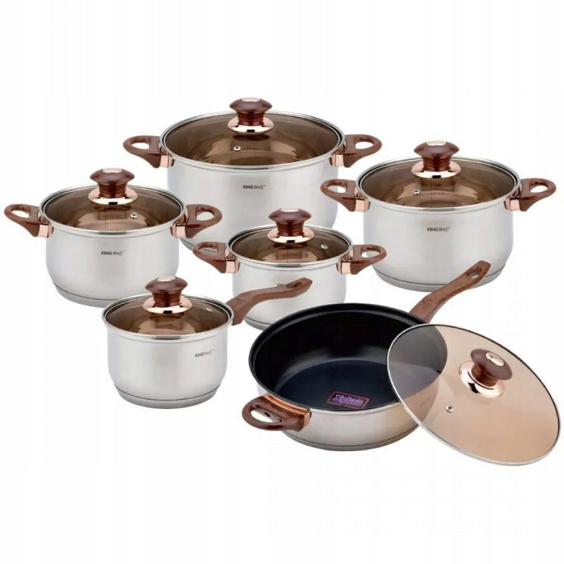 SET OF STEEL POTS 12 EL. KINGHOFF KH-1767 ROSEGOLD Manufacturer code KH-1767