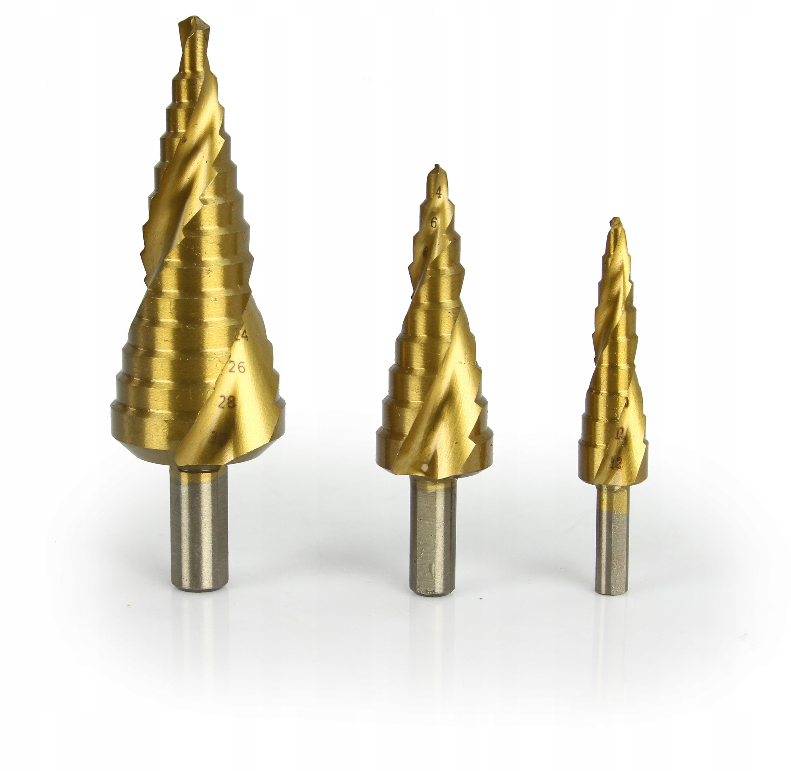 SET OF STEP CONICAL DRILL BITS FOR METAL WOOD PLASTIC 4-12/4-20/6-30 Brand Mar-Pol