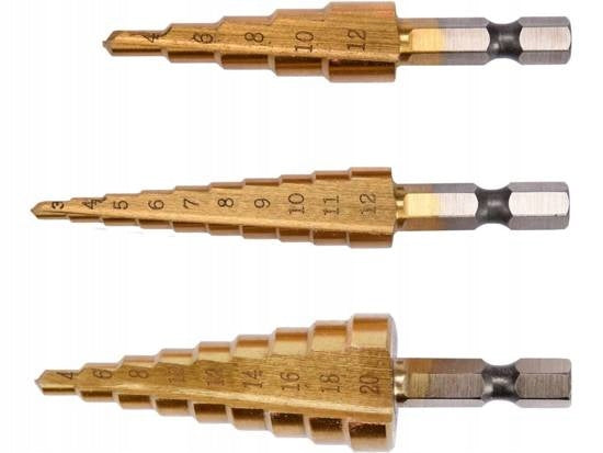 SET OF STEP DRILLS 3PCS YATO YT-44731 Brand Yato