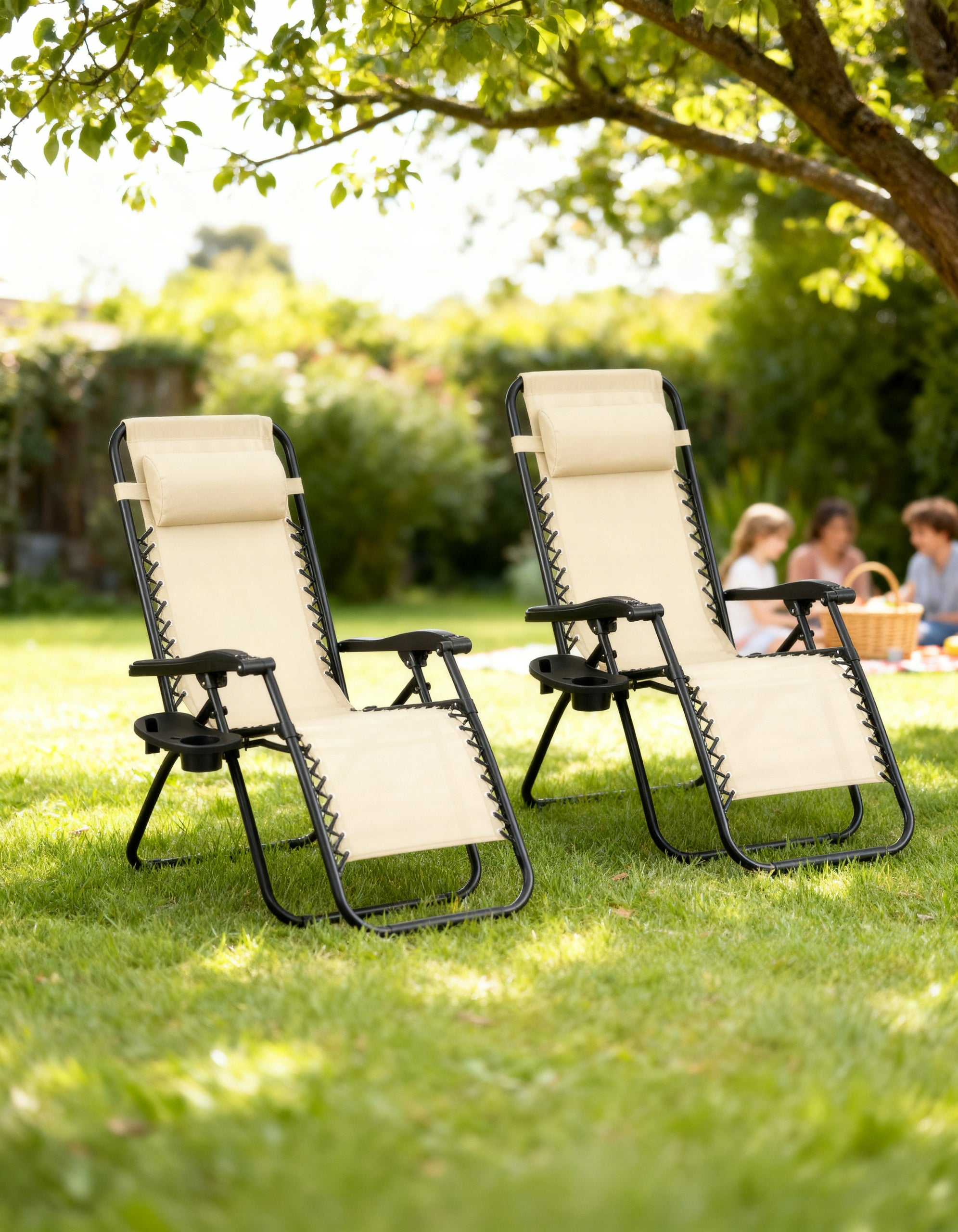 SET OF SUN LOUNGERS 2 X SUN LOUNGER TDC-2502 GARDEN FOLDING HANDLE BAG Brand IDEAL