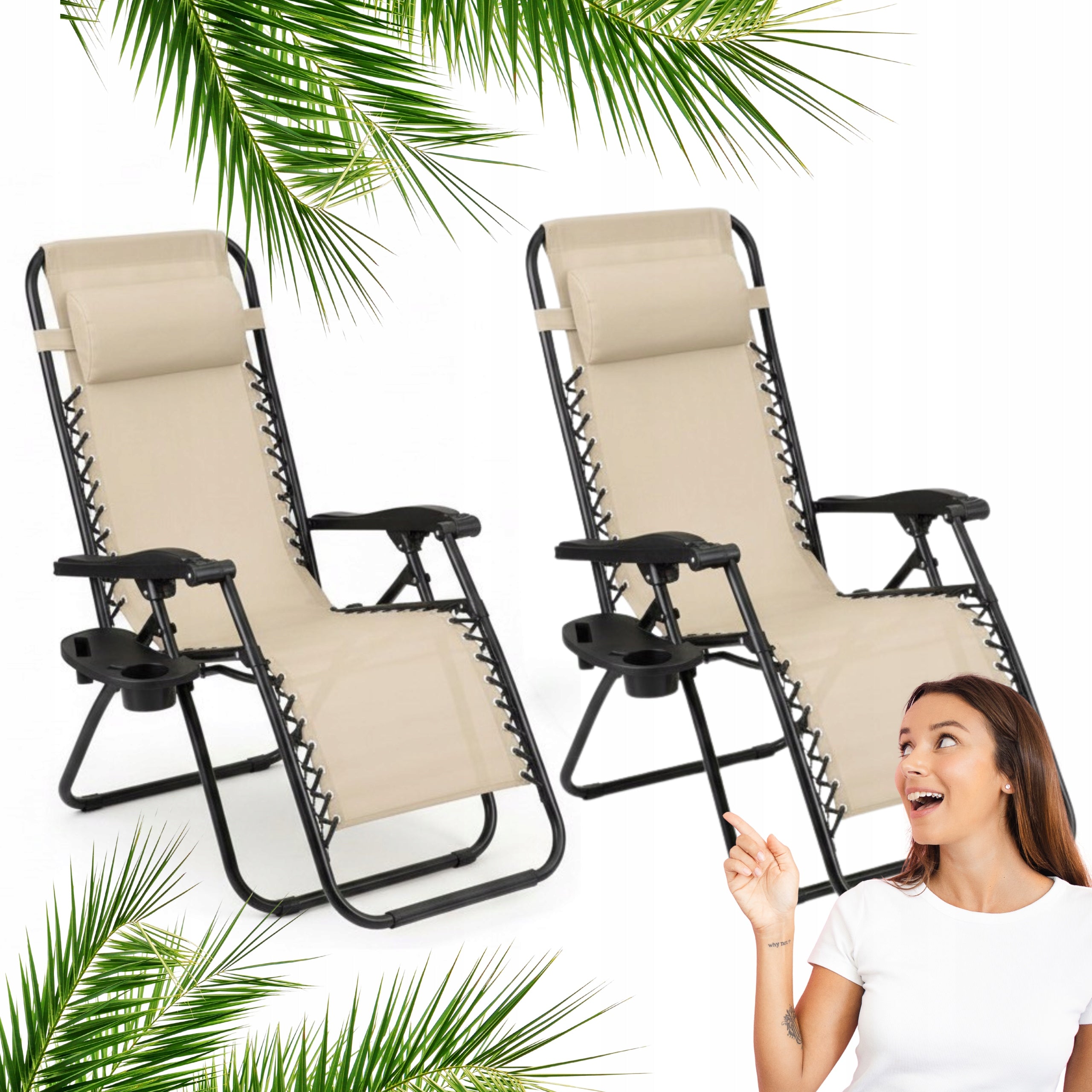 SET OF SUN LOUNGERS 2 X SUN LOUNGER TDC-2502 GARDEN FOLDING HANDLE BAG