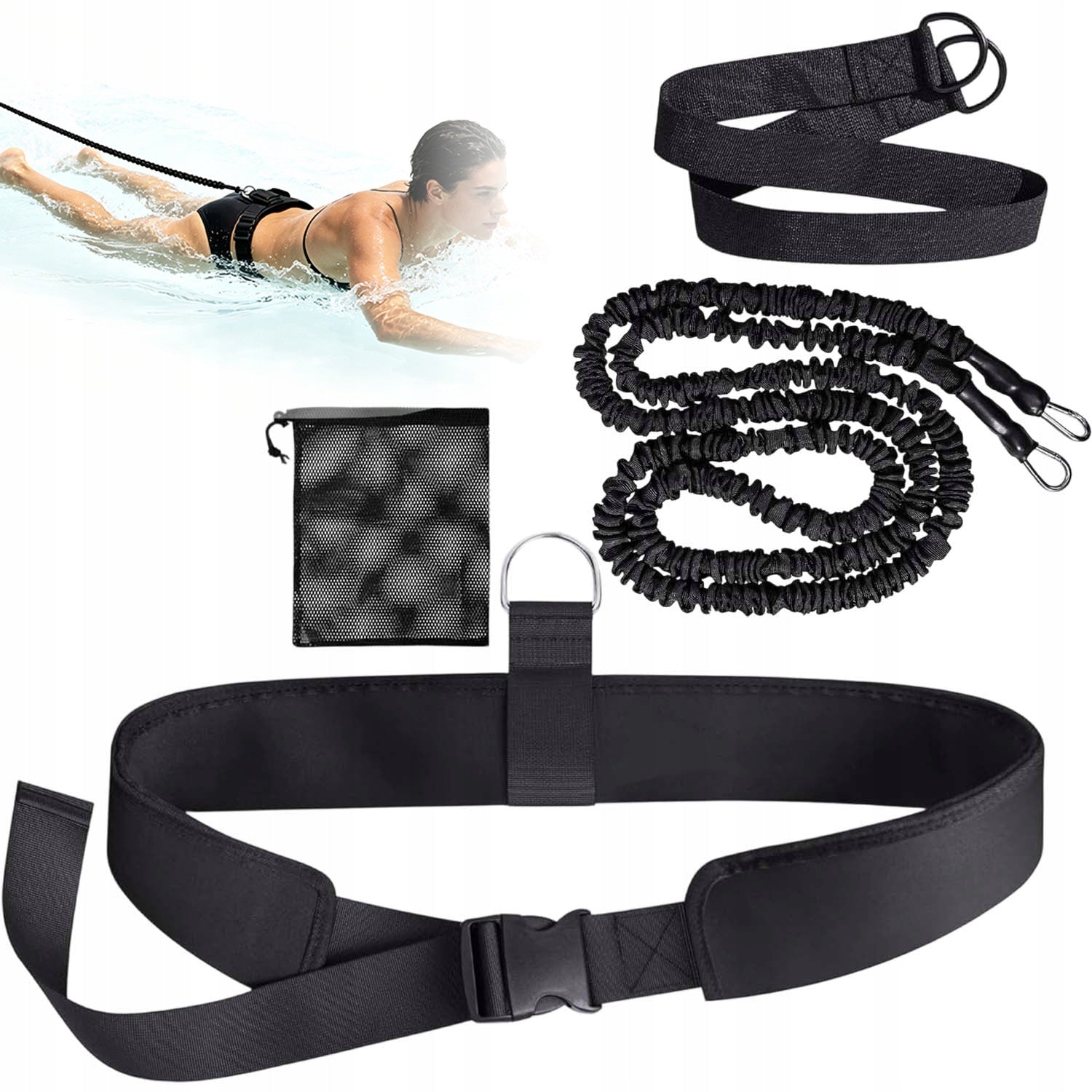 SET OF SWIMMING TRAINING BELTS 7,5M FOR KRAUL FROG BUTTERFLY BACK