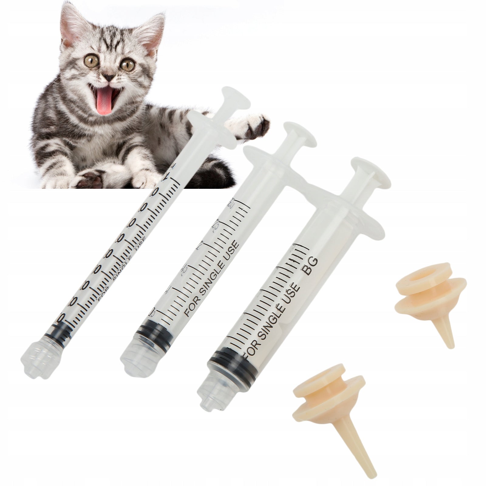 SET OF SYRINGES FOR FEEDING KITTENS PUPPIES SYRINGES WITH PACIFIERS